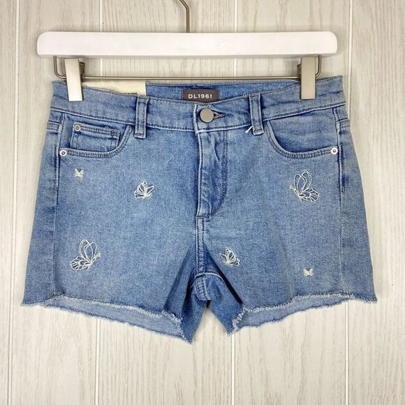 DL1961 Girls Shorts Jean Denim Lucy Embroidered Butterfly Size 16 Stretch NWT - Picture 1 of 7